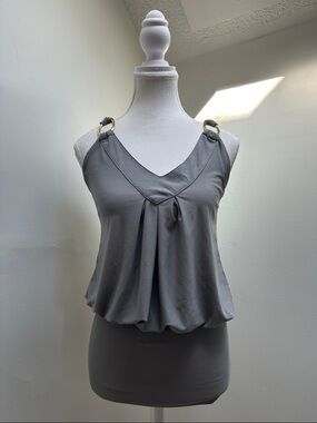 COSTA BLANCA Y2K Grey Banded Baggy Whimsigoth Mini Dress Size XSmall